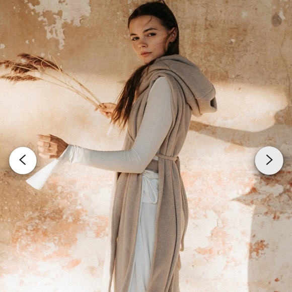 Kosmossart Organic Cotton Hood Kaftan Shawl Cloak ~ Shamanic Cover Up Cape - Picture 5 of 8